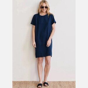 Jenni Kayne Palmer T-Shirt Dress Women's Large Navy Blue Crepe Short Sleeve